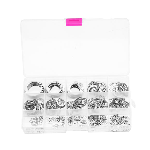 Suleve MXSW5 225Pcs Stainless Steel C Clip 3-25mm Snap Ring Washer External Retaining Circlip Kit