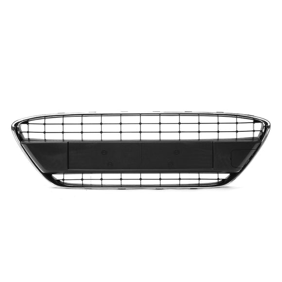 Car Front Bumper Center Lower Grill Mesh Black W/ Chrome Trim For Ford Fiesta MK7