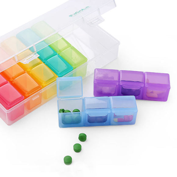 IPRee 7 Days Weekly Pill Case 21 Squares Travel Portable Medicine Storage Box Pill Container