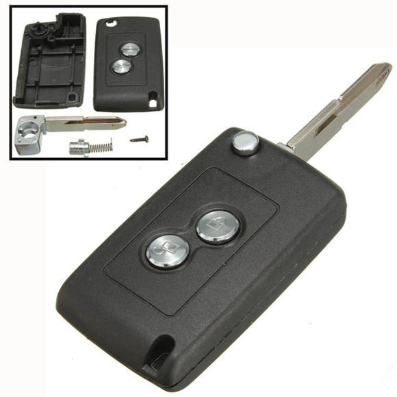 Flip Fold 2 Buttons Remote Entry Key Keyless Shell Case for Citroen Peugeot