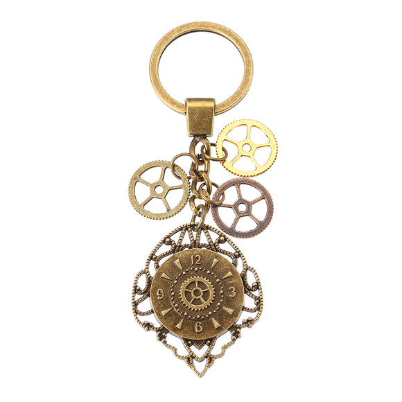 Retro Handmade Key Ring Zinc Alloy Gear Wheel Pendant Keychain