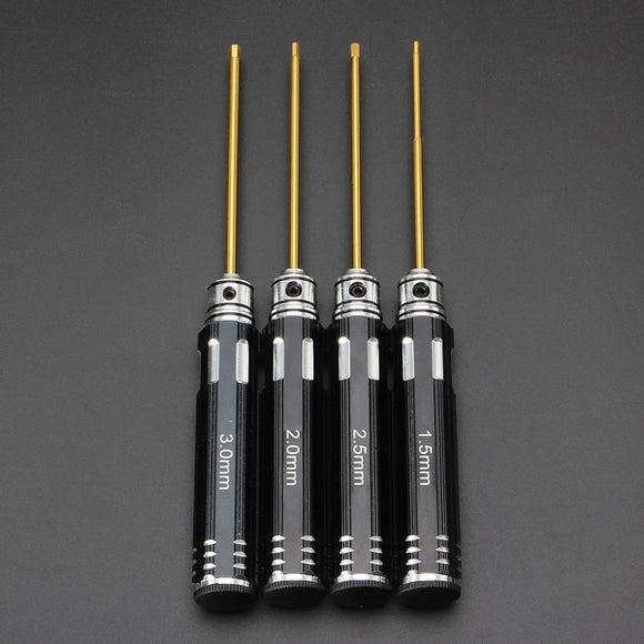 Drillpro 4pcs 1.5/2.0/2.5/3.0mm Hex Screwdriver Bit HSS Titanium Coated Repair Tool Set