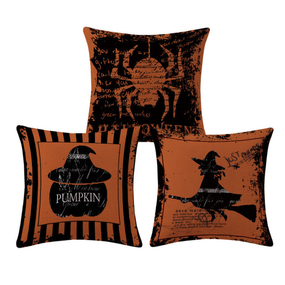 Halloween Terror Witch Pattern Pillowcase Cotton Linen Throw Pillow Cushion Cover Seat Home Decor