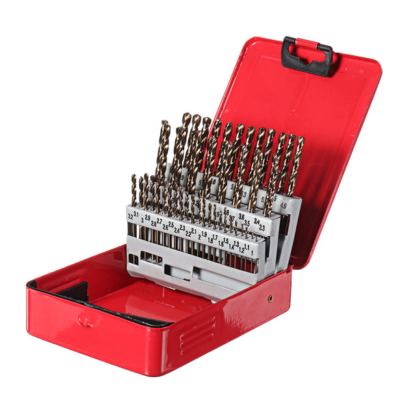 Drillpro 54Pcs 1-6mm M35 Cobalt Drill Bit Set HSS-Co Jobber Length Twist Drill Bits with Metal Case for Stainless Steel Wood Metal Drilling