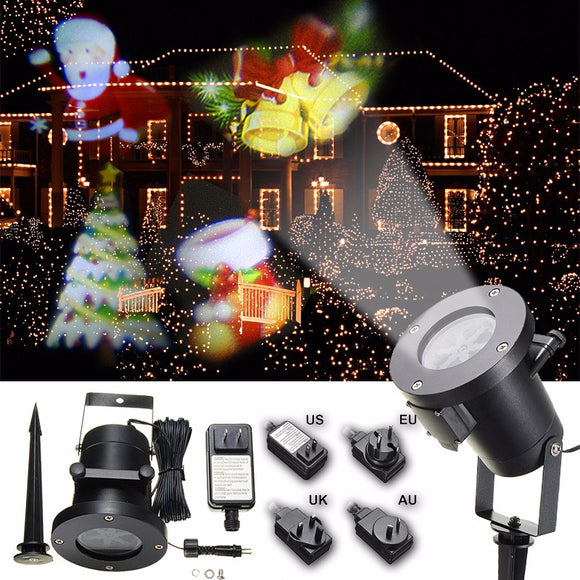 Waterproof Colorful Santa Claus Pattern LED Christmas Moving Laser Projector Landscape Stage Light