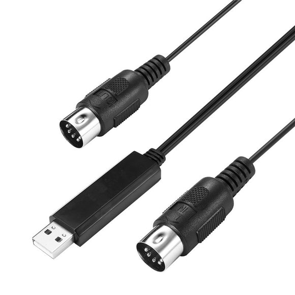 MIDI Cable 1 In & 1 Out to USB Cable PC Interface Cable Convert For Piano Keyboard