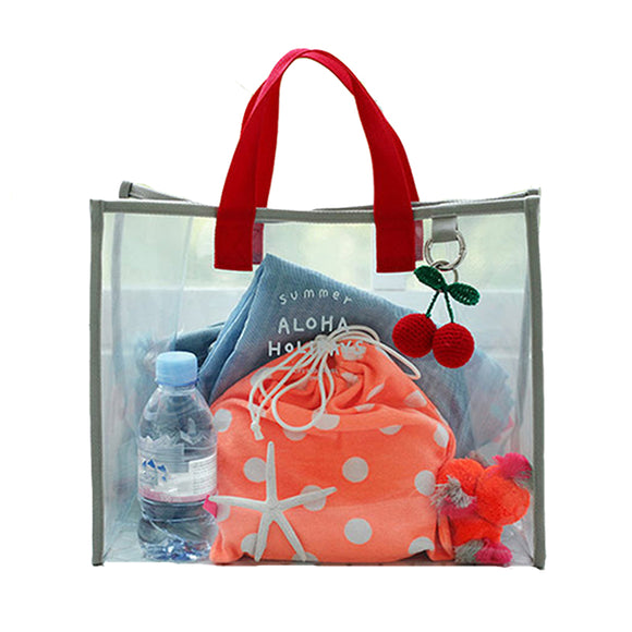 Women Transparent PVC Handbag Shoulder Bag Totes Shopping Bag Clear Beach Bags