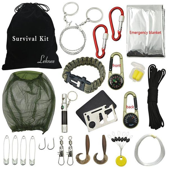 Outdoor Hiking Camping Emergency Survival Tool Set First Aid Equipment Gear Kit