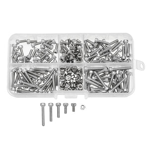 Suleve M3SS6 210Pcs M3 Hex Socket Cap Head Screws Nut Assortment Set Stainless Steel