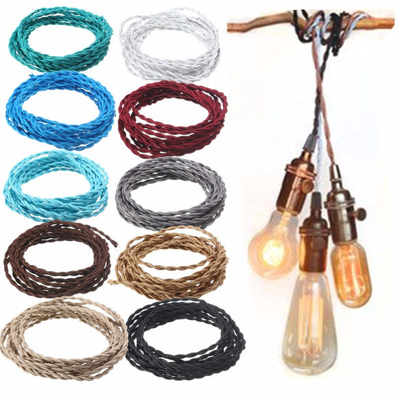 10M Vintage 2 Core Twist Braided Fabric Cable Wire Electric Lighting Cord