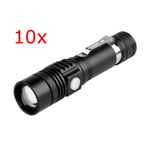 10pcs XANES WT518 T6 1000Lumens 3Modes Portable Zoomable LED Flashlight