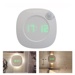LED Night Light Human Body Infrared Sensor Lamp Cabinet Light With Time Display