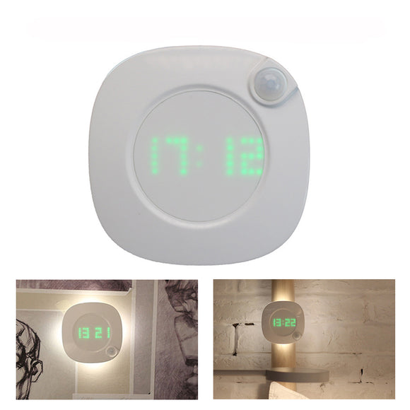 LED Night Light Human Body Infrared Sensor Lamp Cabinet Light With Time Display