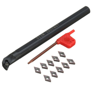 S12M-SDUCR07 12x150mm Lathe Turning Tool Holder With 10pcs DCMT0702 Carbide Inserts