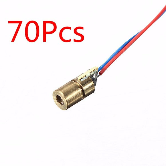 70 Pcs DC 5V 5mW 650nm 6mm Laser Dot Diode Module Red Copper Head Tube