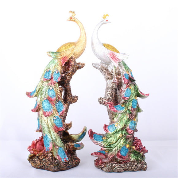 16.5x12.5x42cm Peacock Statue Resin Decorations Sculpture Home Study Room Desktop Gift