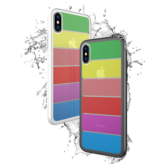 Bakeey Rainbow Scratch Resistant Tempered Glass Back Cover TPU Frame Protective Case For iPhone X