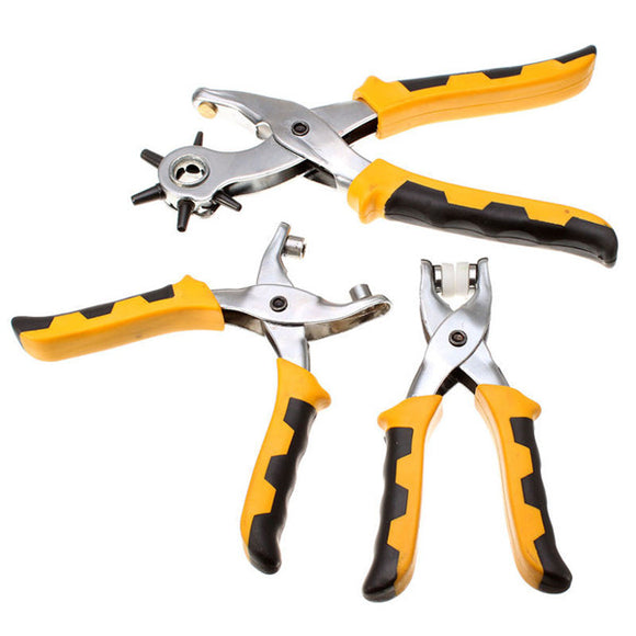 3Pcs Leather Belt Hole Punch Plier Eyelet Pliers Tool Kit With 200pcs Parts