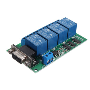 4 Channel RS232 Relay Board PC USB UART DB9 Remote Control Switch DC12V for Smart Home