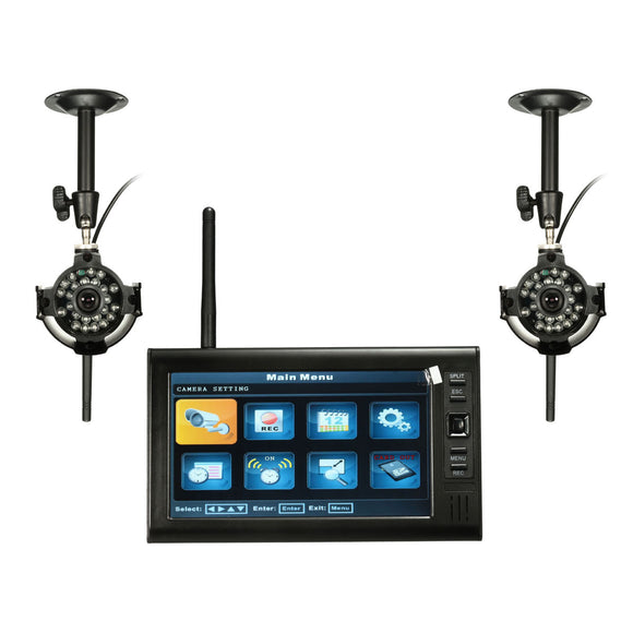 7inch LDC Monitor DVR with 2 Wireless CCTV Camera Motion Detect Home Security System