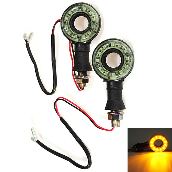 2pcs Motorcycle Turn Signals Lights Round Hollow 12V 12 LED Amber