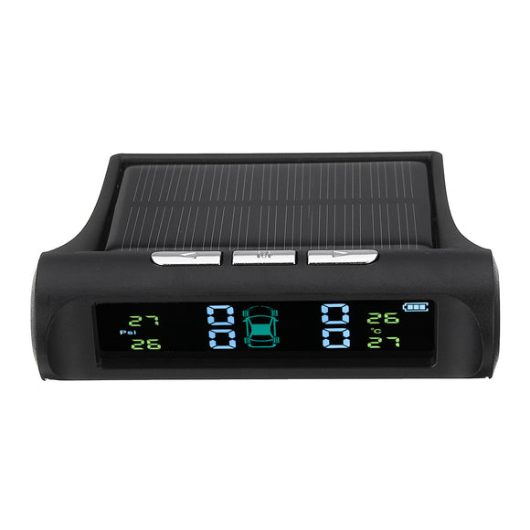 Car Solar Wireless TPMS Tyre Tire Pressure Monitor System LCD+4 External Car Sensor