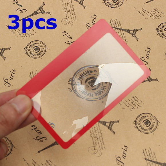 3Pcs 3X Magnification Loupe Lens Mini Credit Card Size