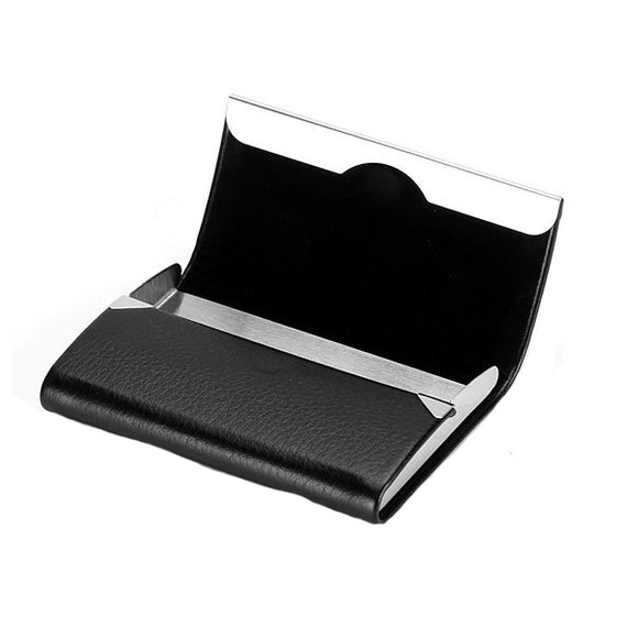 IPRee PU Stainless Steel Card Holder Portable Credit Card Case ID Card Storage Box