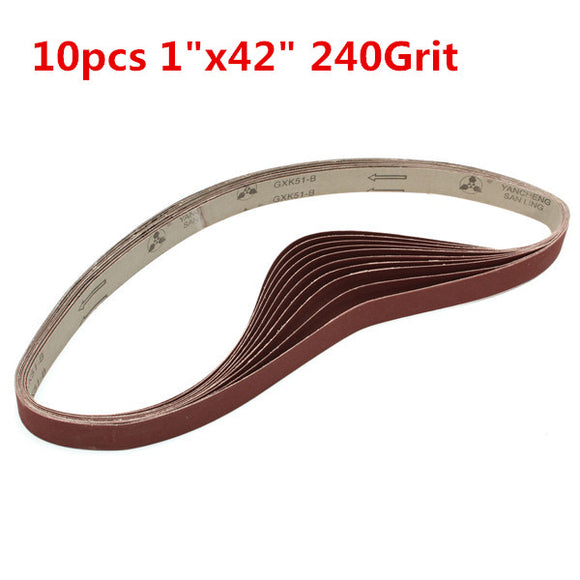 10pcs 106x2.5cm Alumina Sanding Belts 240 Grit Sandpaper Self Sharpening Oxide Abrasive Strips