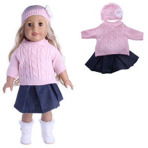 Sweater Cap Jeans Dress Coat Doll Set For 18 American Girl My Life Doll Accessories"