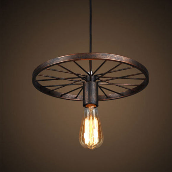 Industrial Retro Vintage Wheel Chandelier Pendant Ceiling Light Home Kitchen Bar Shop Hanging Decor