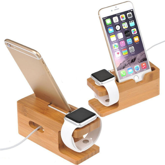 Bamboo Wood Charging Station Holder For Apple Watch 38/42mm iPhone 7/7 Plus 6/6s Plus 5/5s/SE