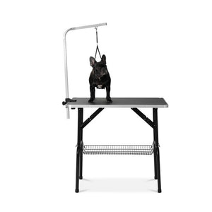 Small Size 32 Foldable Pet Grooming Table with Mesh Tray and Adjustable Arm Black Rubber Table Folding Table Pet Grooming Table"