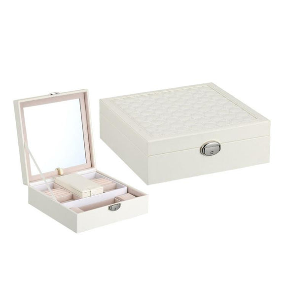 Watch Jewelry Diamond Necklace Box Storage Case With Mirror