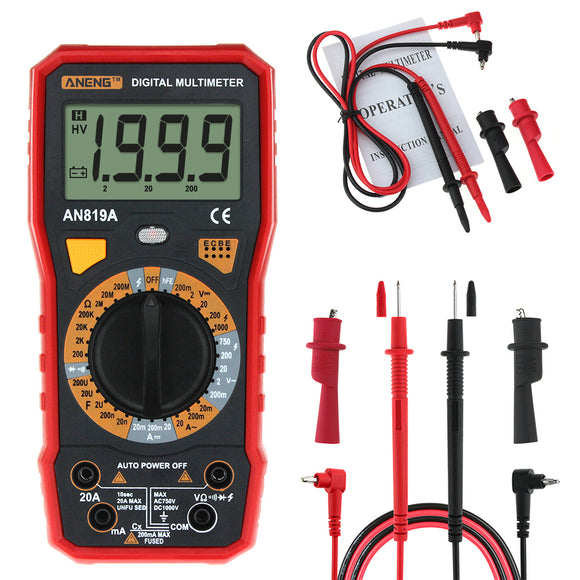 ANENG AN819A Digital Multimeter AC DC Current Voltage Diode Tester + Crocodile Clip