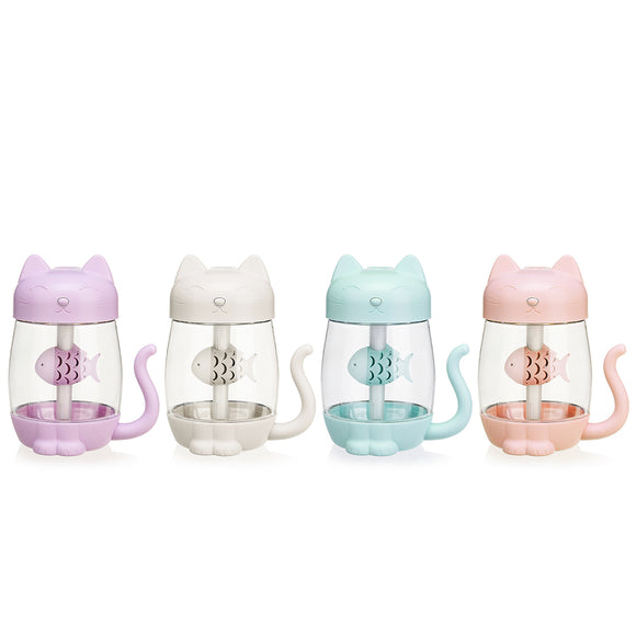 350ML 3 IN 1 Cute Cat Ultrasonic Humidifier Night Light Aromatherapy Diffusers USB Auto Air Freshener