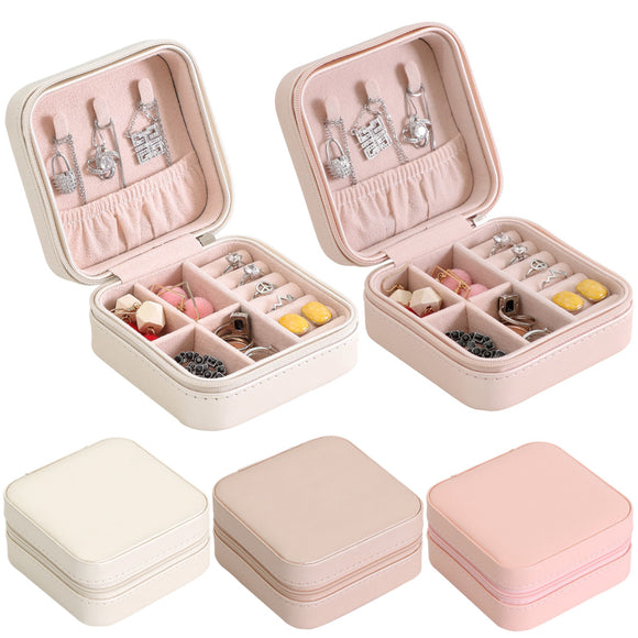 Travel Cosmetic Leather Jewelry Box Necklace Ring Storage Case Organizer Display Stand