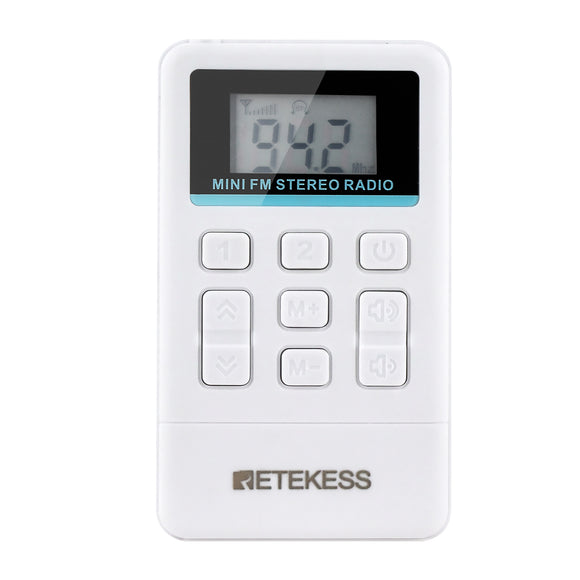 Retekess TR 612 Portable FM Radio Receiver 50-108Mhz Automatic Search with Earphone
