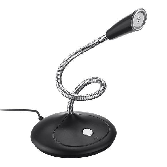 Popupine BK USB Wired 360 Pickup Flexible Microphone with On/Off Button