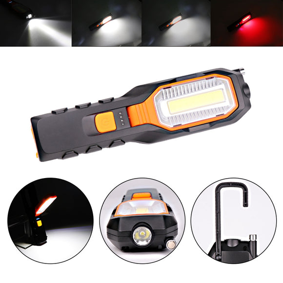 Super Bright COB LED Work Camping Light USB Rechargeable Flexible Magnetic Inspection Lamp with Hook