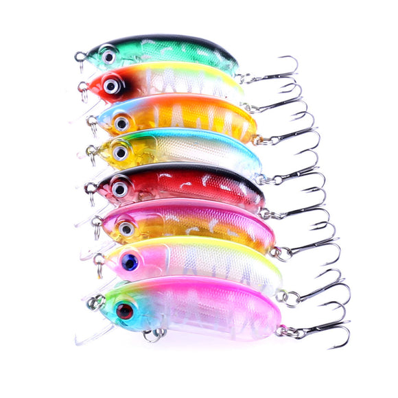 ZANLURE 8pcs/set 6cm 9.8g Artificial Minnow Fishing Lure Crankbait with Hook 3D Fish Eye Swim Baits