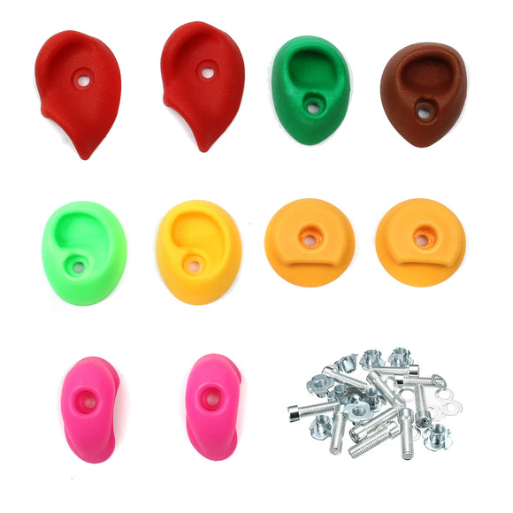 10Pcs Plastic Rock Climbing Holds Holders Wall Stone For Kids Toys With Bolts Outdoor Indoor Backyar