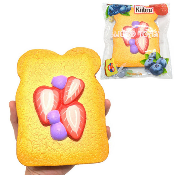 Kiibru Strawberry Sliced Toast Squishy 14.5*11*3cm  Collection Gift Soft Toy