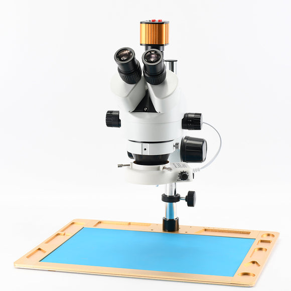 Stereo Inspection Microscope 7x-45x Super Wide Zoom Magnification With 144-LED Lights Dual Eye Tubes with Adjustable Diopters Sturdy All-metal Table Stand Stereomicroscope