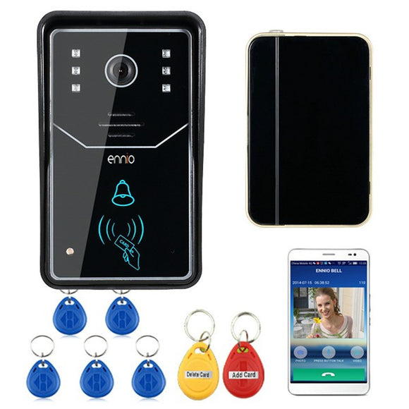 ENNIO ENNIO Touch Key Wifi DoorBell Wireless Video Door Phone Home Intercom System IR RFID Camera