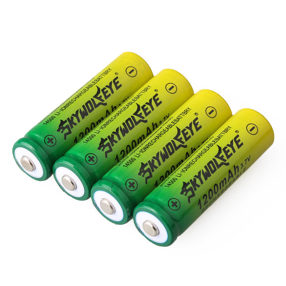 SKYWOLFEYE 4 Pcs 14500 Battery 3.7-4.2V Flashlight Power Camping Hunting Portable Battery