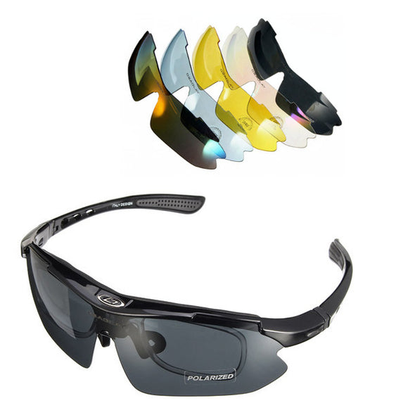 Outdoor UV400 Polarized Glasses Cycling Bike Bicycle Sunglasses Goggles With 5 lens