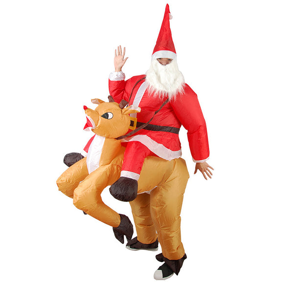 Christmas Party Home Decoration Inflatable Ride Deer Santa Claus Costume Toys Props For Kids Gift