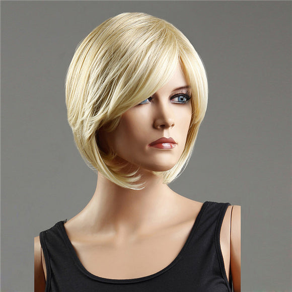 NAWOMI Short Bobo 100% Kanekalon Synthetic Hair Wig Oblique Bangs Women Capless