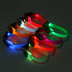 New Pet Collars Pet Dog Cat Waterproof LED Lights Flash Night Safety Nylon Adjustable Collar